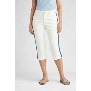 Coldwater Creek Capri Jeans‎ Tuxedo Stripe White Denim Stretch Women's 8